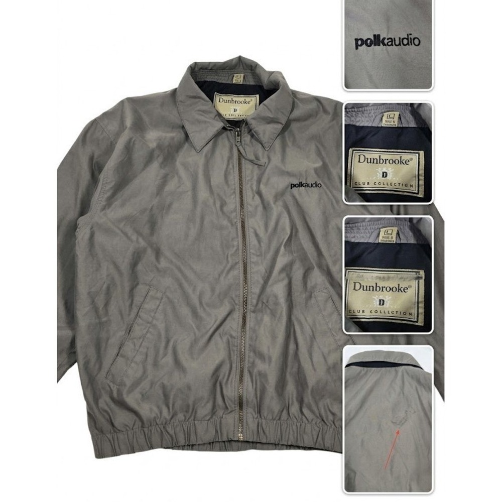 Vintage Dunbrooke Polk Audio Falcon Ridge Jacket Mens L Gray Bomber HiFi Tech